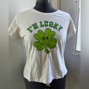 No Boundaries White Tee with Green Shamrock